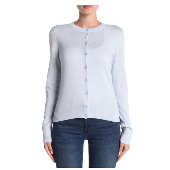 J. CREW Blue Button Front Crew Neck Cardigan - Picture 4 of 7